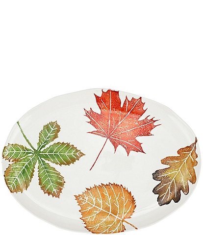 VIETRI Festive Fall Autunno Assorted Leaves Large Oval Platter