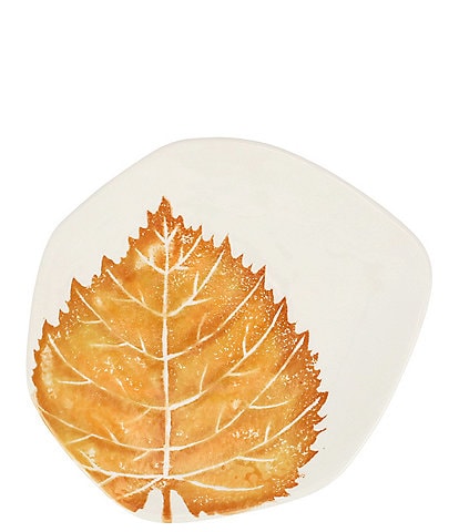 VIETRI Festive Fall Autunno Birch Leaf Salad Plate