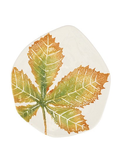 VIETRI Festive Fall Autunno Chestnut Leaf Salad Plate