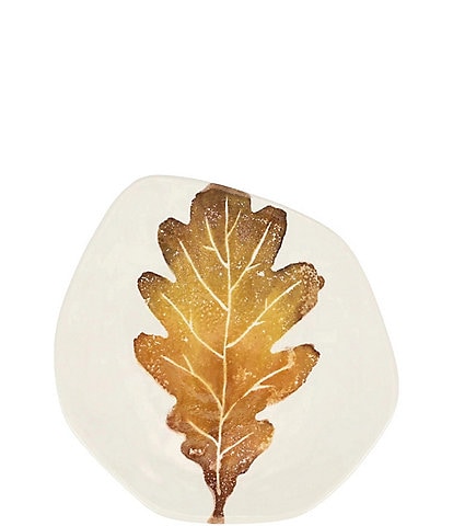 VIETRI Festive Fall Autunno White Oak Leaf Salad Plate