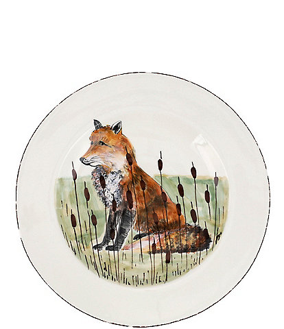 VIETRI Festive Fall Wildlife Fox Rimmed Round Platter