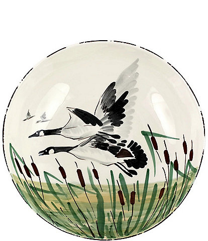 VIETRI Festive Fall Wildlife Geese Medium Serving Bowl