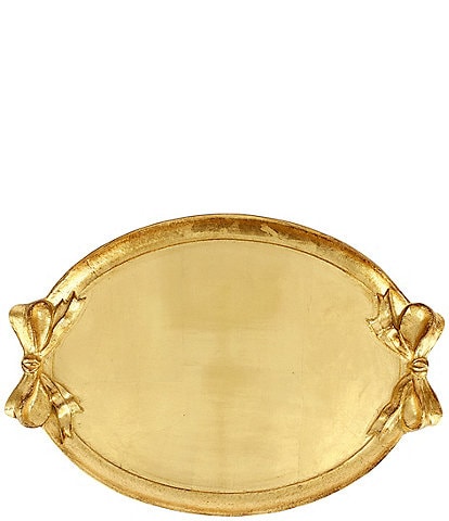 VIETRI Florentine Wooden Accessories Gold Bow Handled Oval Tray
