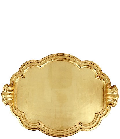 VIETRI Florentine Wooden Accessories Gold Handled Large Tray