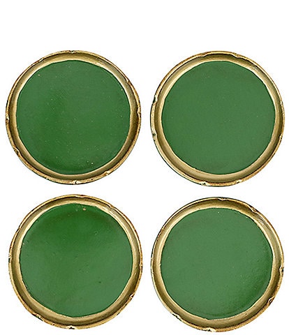VIETRI Florentine Wooden Accessories Green & Gold Coasters, Set Of 4