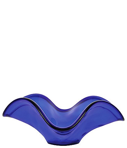 VIETRI Hibiscus Glass Cobalt Curve Bowl