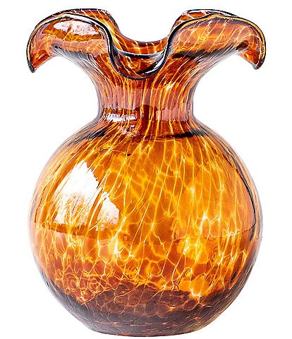 VIETRI Hibiscus Glass Tortoiseshell Small Fluted Vase