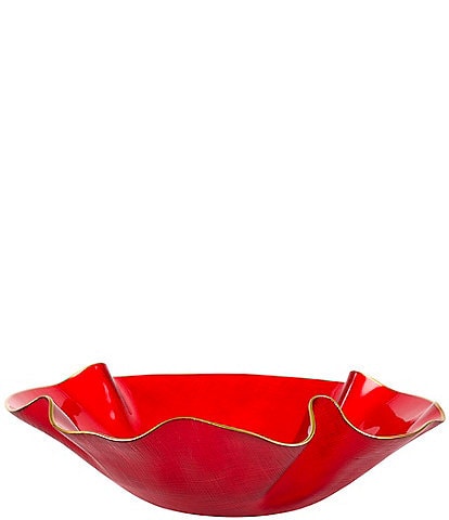 VIETRI Holiday Glass Medium Ruffled Multipurpose Bowl