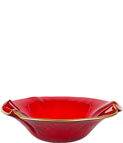 VIETRI Holiday Glass Small Ruffled Bowl