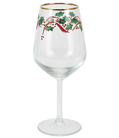 VIETRI Holiday Holly Wine Glass
