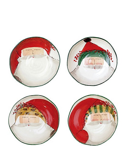 VIETRI Holiday Old St. Nick Assorted Pasta Bowls, Set of 4