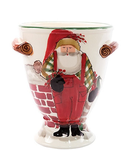 VIETRI Holiday Old St. Nick with Chimney & Stocking Footed Decor