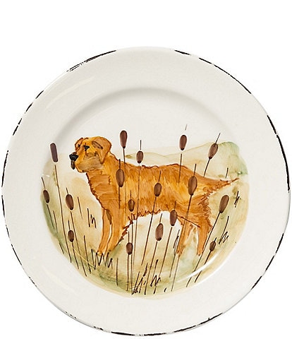 VIETRI Festive Fall Collection Wildlife Hunting Dog Dinner Plate