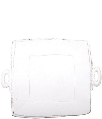 VIETRI Lastra White Handled Square Platter