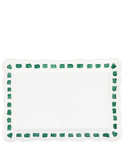 VIETRI Lisbon Green Stitch Rectangular Platter