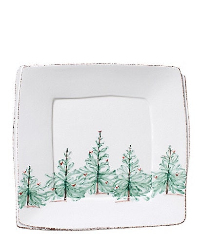 VIETRI Melamine Lastra Holiday Collection Christmas Tree Square Platter