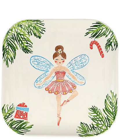 VIETRI Nutcrackers Sugar Plum Fairy Square Platter
