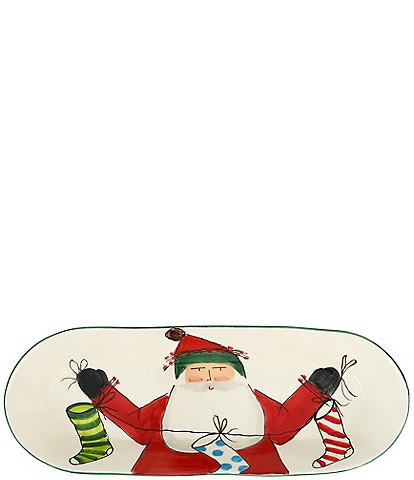 VIETRI Old St. Nick Bread Server with Stockings