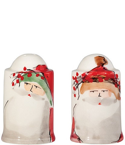 VIETRI Old St. Nick Hand-Painted Salt and Pepper Shaker Set