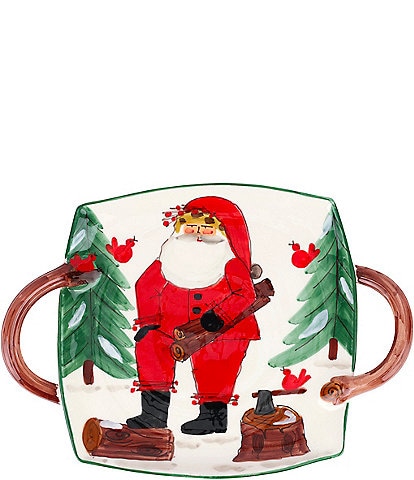 VIETRI Old St. Nick Handled Square Platter