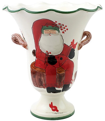 VIETRI Old St. Nick Large Footed Cachepot with Campfire