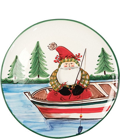 VIETRI Old St. Nick Fishing On A Boat Road Platter