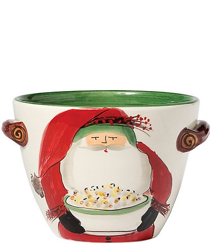 VIETRI Old St.Nick Handled Deep Popcorn Serving Bowl