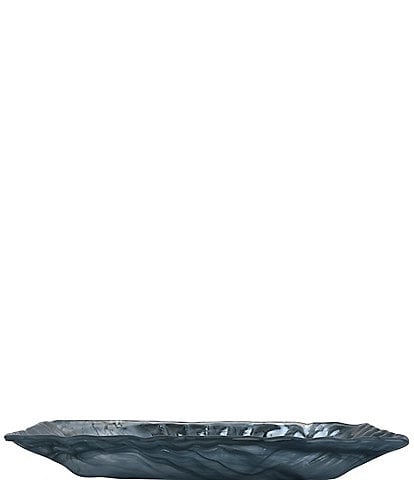 VIETRI Onda Collection Glass Gray Rectangular Tray