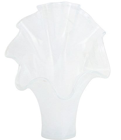 VIETRI Onda Glasss White Fanned Vase