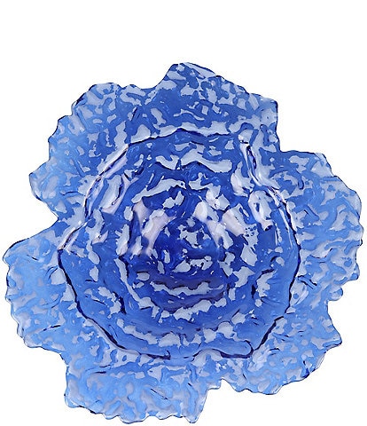 VIETRI Ostrica Glass Blue Centerpiece Bowl