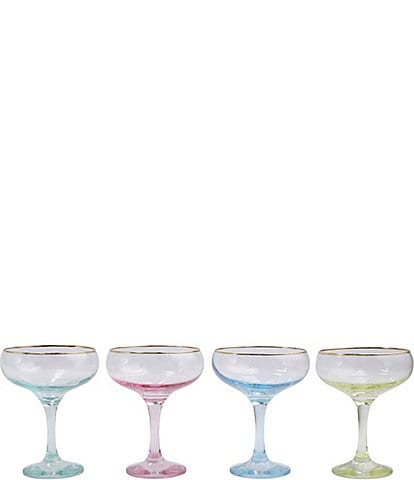 VIETRI Rainbow Assorted Coupe Champagne Glass Set of 4