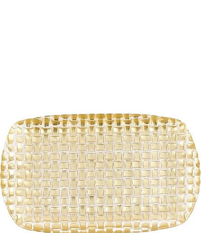 VIETRI Rufolo Glass Gold Basketweave Rectangular Serving Tray