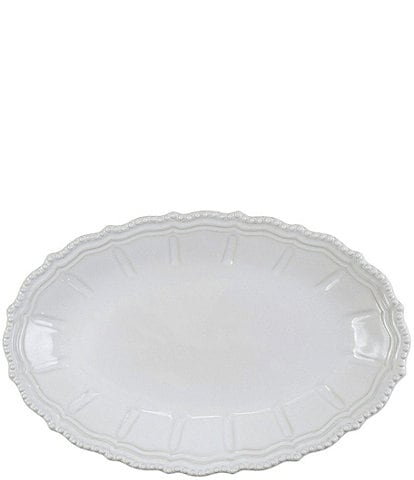 VIETRI Sinc Incanto Stone White Baroque Large Oval Shallow Serving Bowl