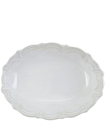VIETRI Sinc Incanto Stone White Lace Small Oval Serving Bowl