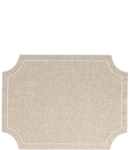 VIETRI Tessuti Natural Rectangular Placemats with White Stitching, Set of 4