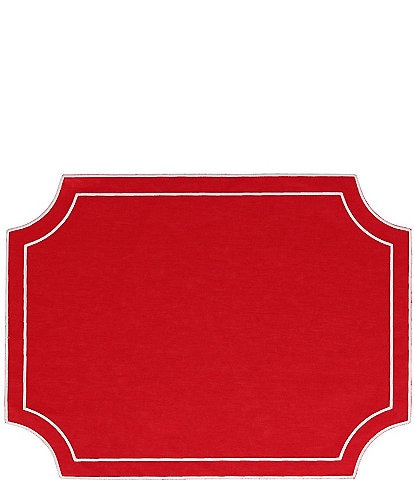 VIETRI Tessuti Red Rectangular Placemats with White Stitching, Set of 4