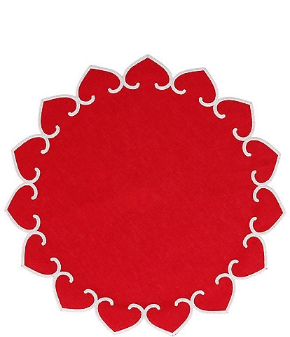 VIETRI Tessuti Red Round Placemats with White Stitching, Set of 4
