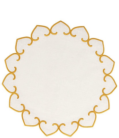 VIETRI Tessuti White Round Placemats with Gold Stitching, Set of 4