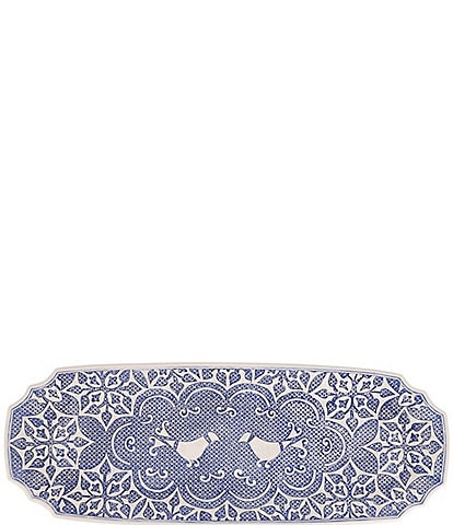 VIETRI Uccello Blue Long Oval Platter