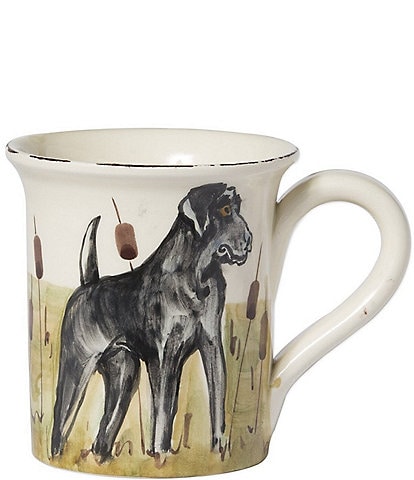 VIETRI Festive Fall Collection Wildlife Black Hunting Dog Mug