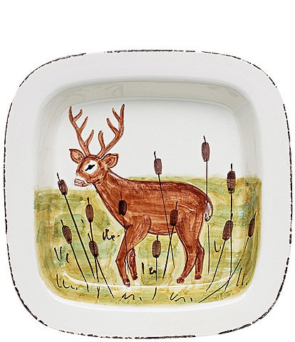 VIETRI Wildlife Deer Rimmed Square Platter