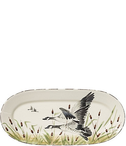 VIETRI Festive Fall Collection Wildlife Geese Small Oval Platter