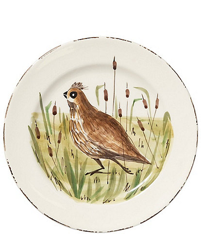 VIETRI Festive Fall Collection Wildlife Quail Dinner Plate