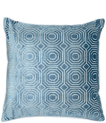 Villa By Noble Excellence Blue Octagon Velvet Textured Square Pillow