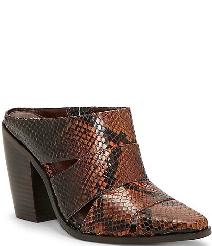 Vince Camuto Aimie Banded Snake Skin Leather Mules