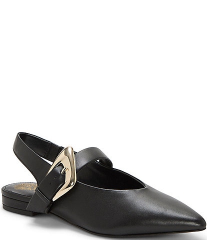 Vince Camuto Amoret Leather Pointed Toe Slingback Flats