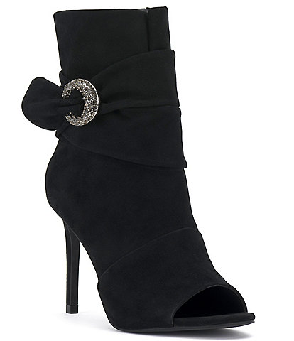 Vince Camuto Antaya Peep Toe Suede Rhinestone Booties