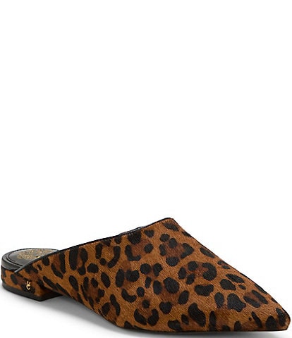 Vince Camuto Arlette Leopard Print Haircalf Pointed Toe Mules