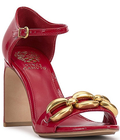 Vince Camuto Aurelia Patent Leather Chain Link High Heel Dress Sandals