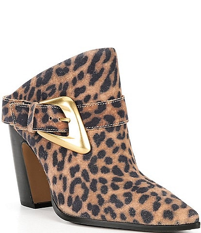 Vince Camuto Baily Leopard Print Suede Pointed Toe Dress Mules